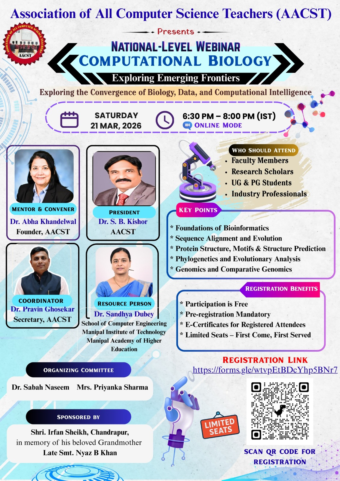 NATIONAL-Level Webinar on Computational Biology - Exploring Emerging Frontiers (21 March 2026)